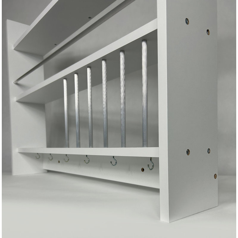 Carmeletta 3 Piece Accent Shelf with Hooks, White
