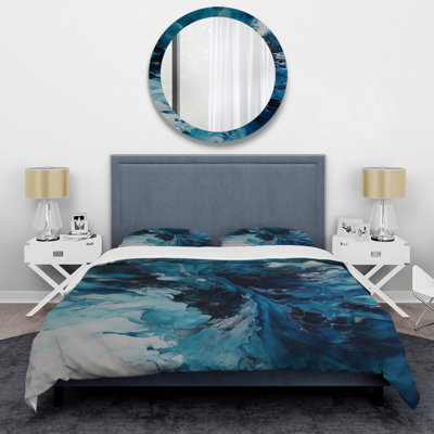 Teal and Black Aqueous Whimsy I Microfiber / Polyester Duvet Cover SetMicrofiber / Polyester Duvet Cover Set