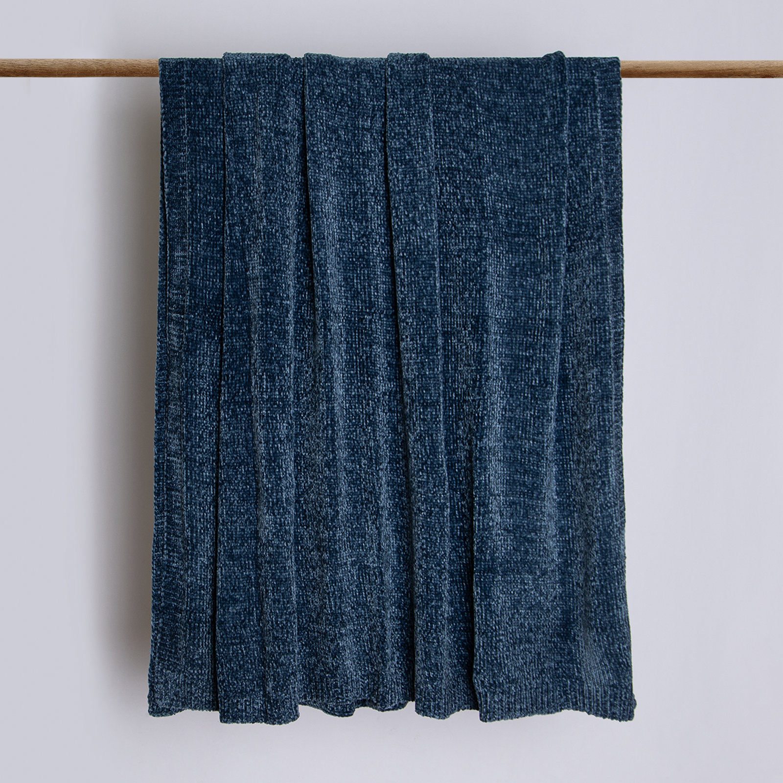Caspian Reversible Knit Throw Blanket, Navy