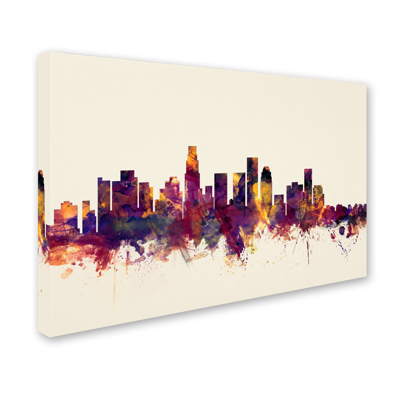 « los angeles california-horizon », impression sur toile tendue, H 12 po x l 19 po x P 2 po