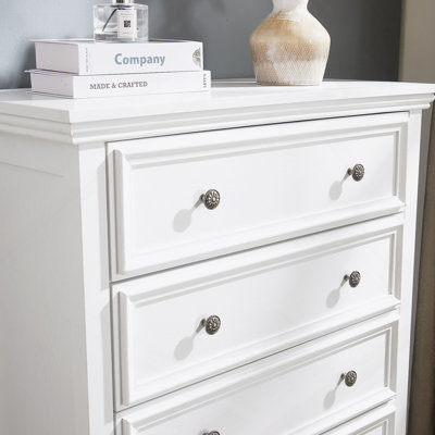 Stylish Modern 5 - Drawer Dresser With Smooth Sliding Rails For Bedroom, Living Room, Kitchen, And Dining Room Organization