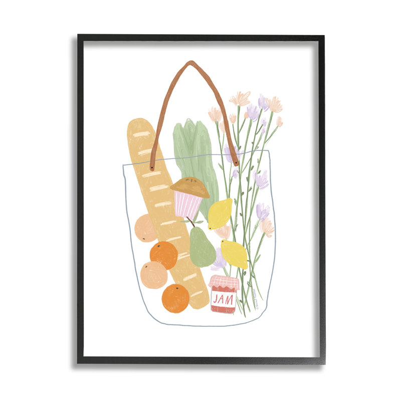 «Chic Chic Bag Illustration» par Spring Ni, H 14 po x l 11 po, Giclée encadrée noir minuit