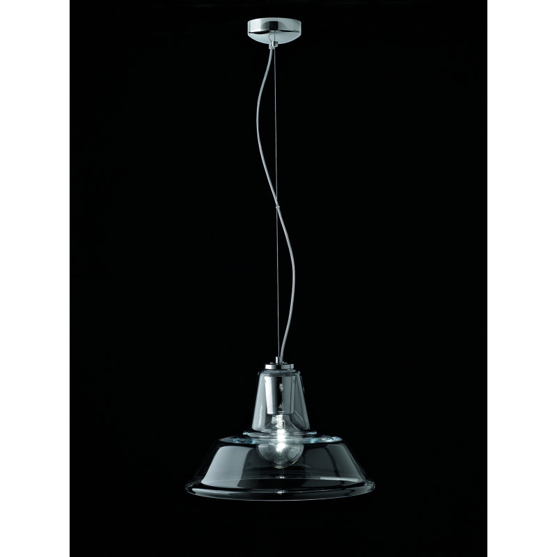 1 - Light Dome Pendant, Chrome/White, Clear