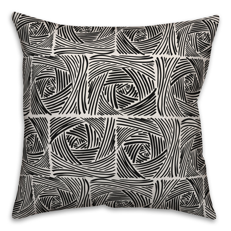  Coussin Square Roses, Noir, 16 po x 1 po