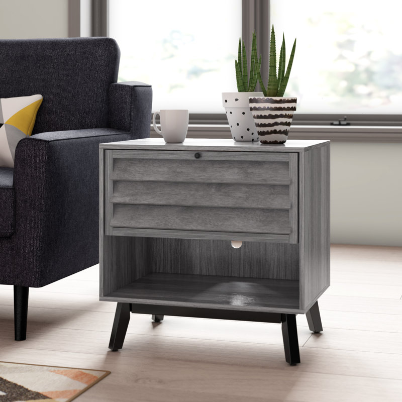 Merced Solid Wood End Table, Grey Oak