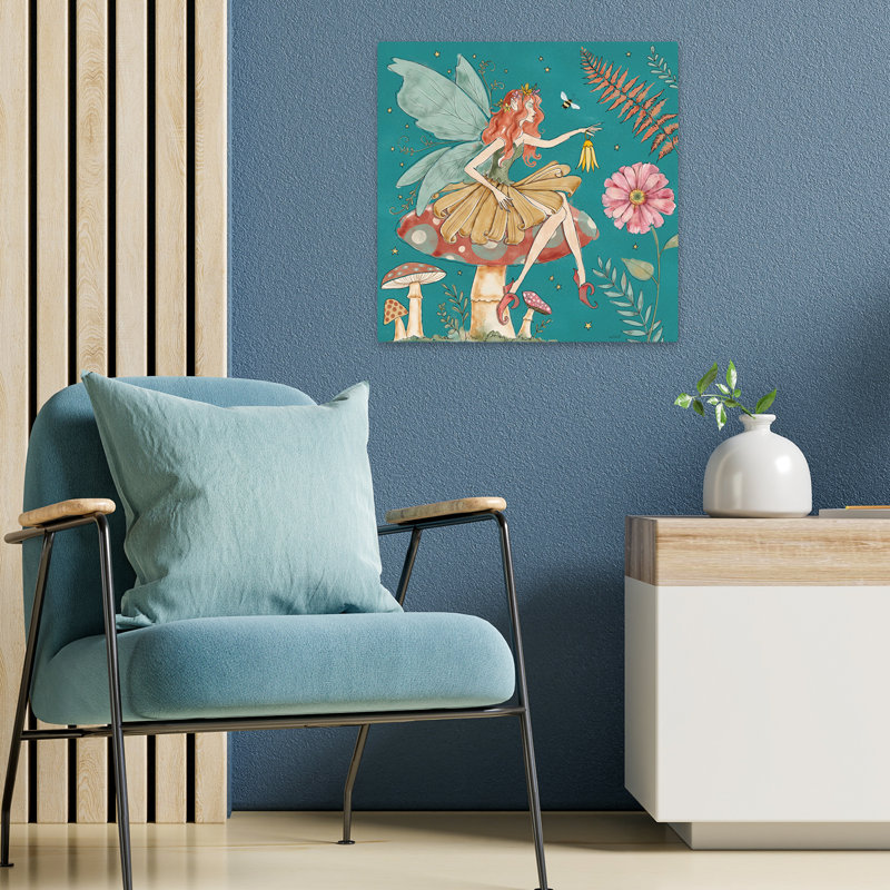 Garden Fairies Blue Iii, art contemporain, H 18 po x l 18 po