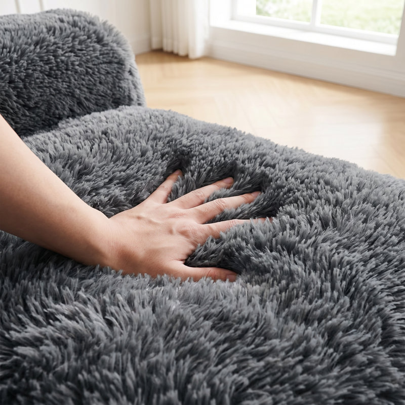 Canapé modulaire 2 places modulaire - Tissu moelleux doux, sans assemblage, gris foncé, Gris foncé