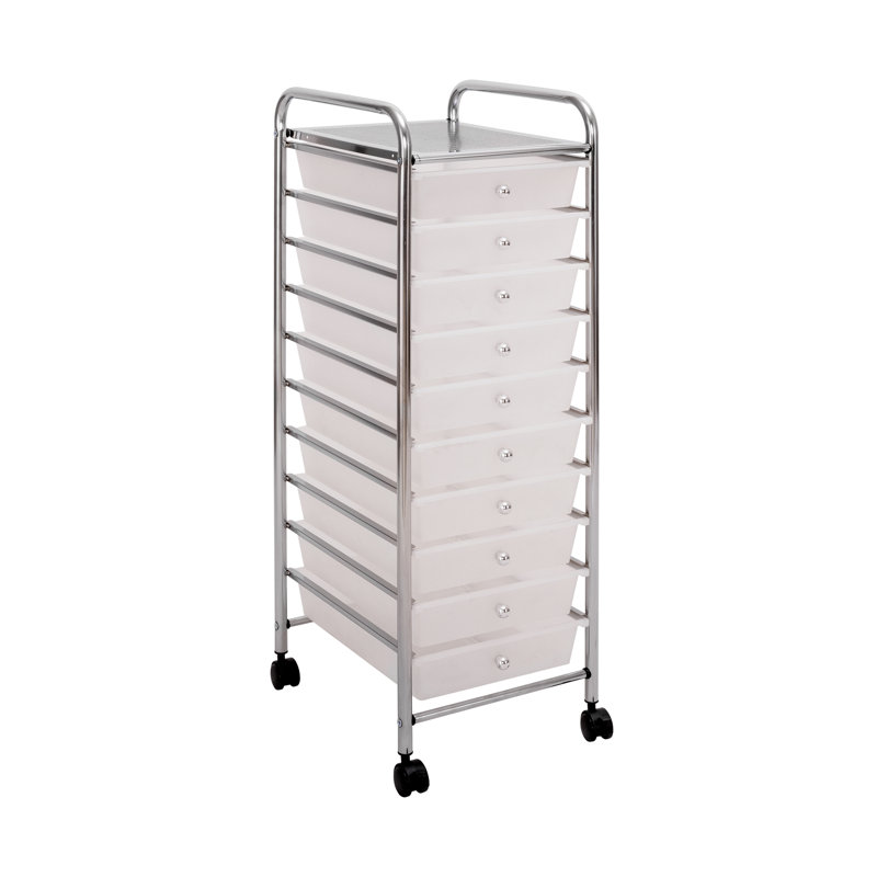 10 Drawer Storage Organizer Cart, Frosted White