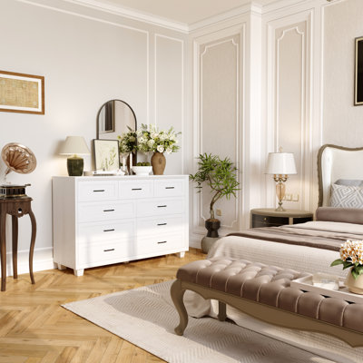 Armoire de rangement moderne à neuf tiroirs avec pieds en bois