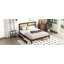 King Size Bed with Rattan Headboard, Two Storage Drawers, Rubber Wood Bed with Enhanced  Support Slats and Feet,Espresso