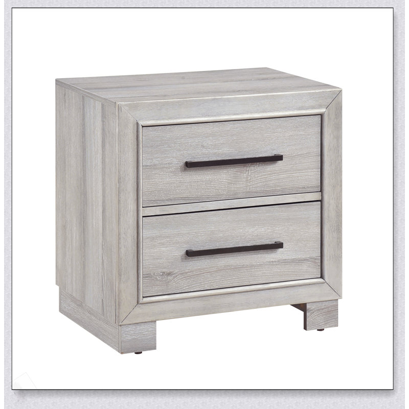 Table de chevet en bois à deux tiroirs