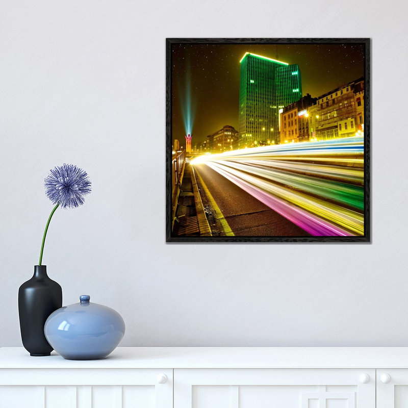 Brussels By Night by Ben Heine - Print on Canvas, Black Framed, 45.72 cm H x 45.72 cm W