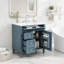 Meuble-lavabo de 76 cm avec lavabo en céramique, meuble autoportant avec 2 tiroirs et un tiroir basculant, structure en bois massif et MDF, style rétro, beige-1868731407