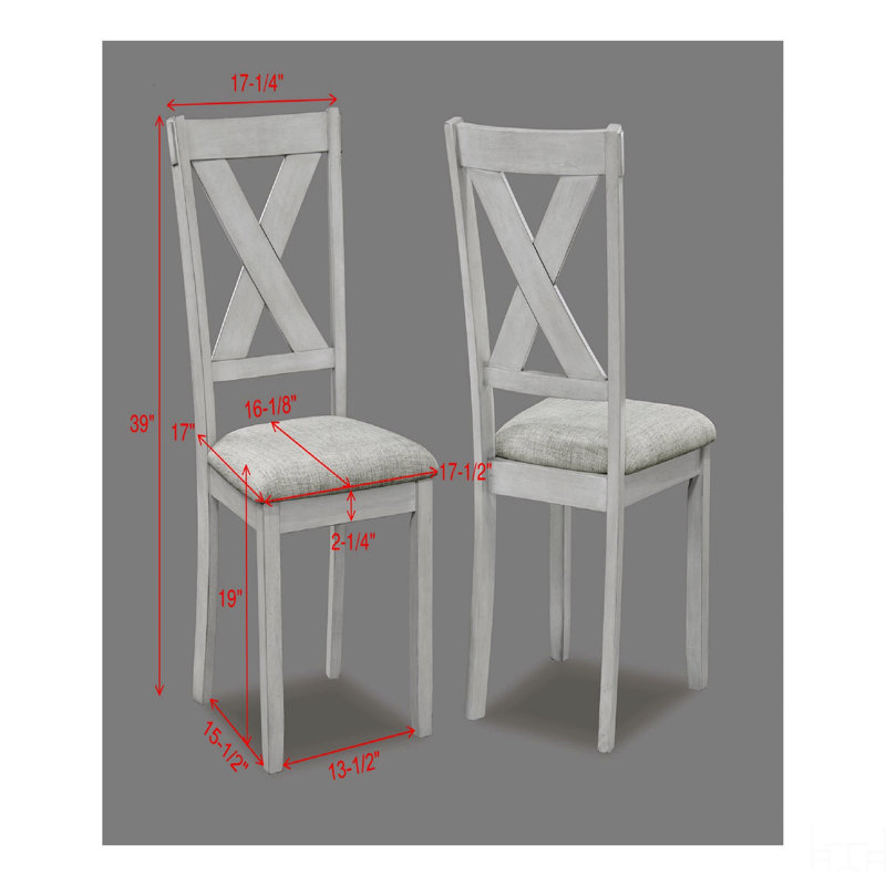 Rustic Farmhouse Transitional 5-Piece Dinette Dining Set Rectangular Table Linen Look Fabric Upholstered Chair Seat