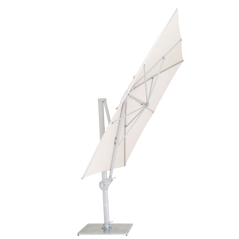 Pavone 10' x 13.1' Rectangular Cantilever Umbrella (Grip Handle), Double Stack Plate - Large, Natural, Grey