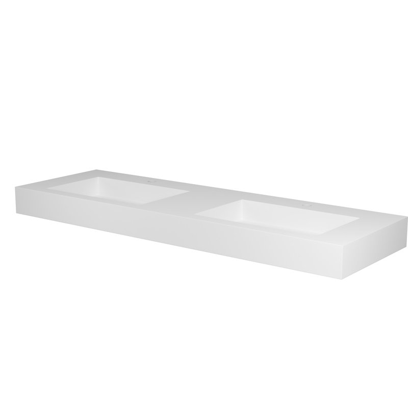 Meuble-lavabo à surface solide en pierre de résine pour salle de bain - 59,99 po de long, 18,34 de large, 70,25 lb