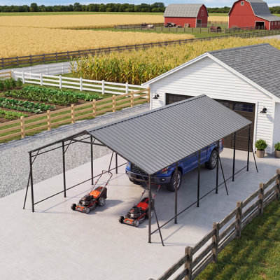 13 Ft. W X 26 Ft. D Heavy Duty Carport with Galvanized Steel Roof