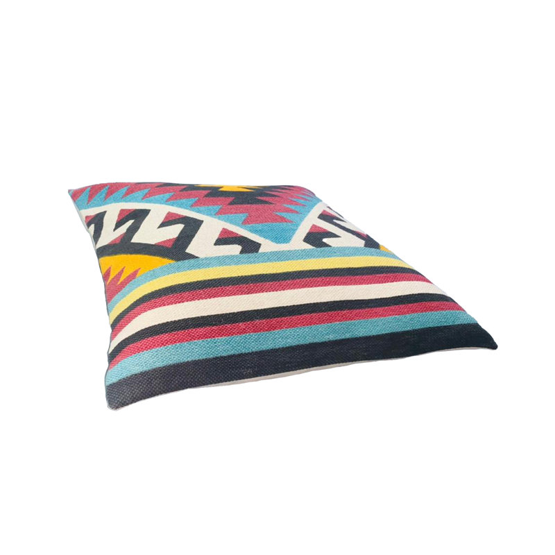 24" Square Multicolor Cotton Geometric Aztec Throw Pillow Set