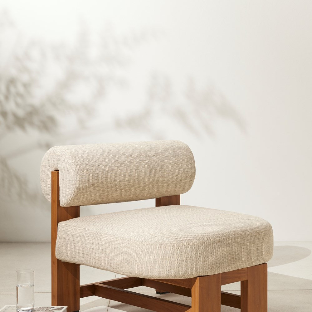 Teak Outdoor Armless Lounge Chair, Faye Sand, Natural