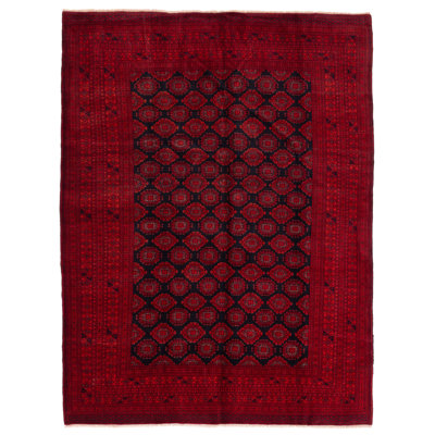 Teimani Navy, Red Rug 6'5" x 8'10"