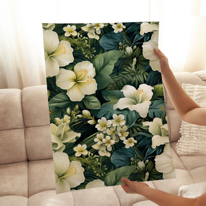 Impression florale de HawaiIan, H 14 po x l 11 po