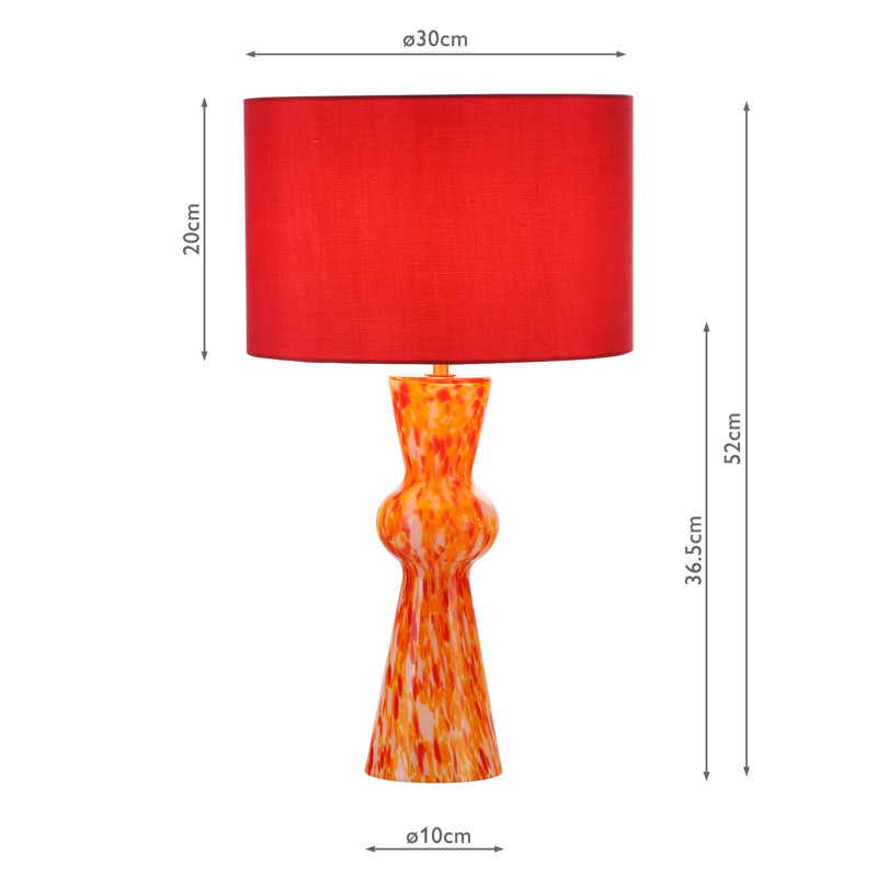 Glass Table Lamp Lamp, Orange, Red