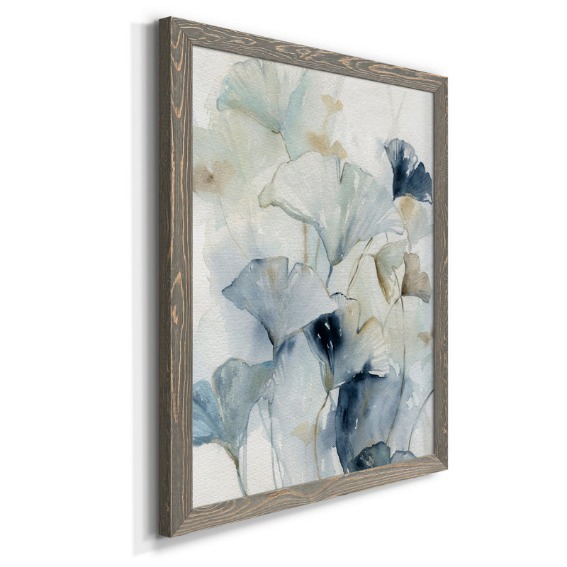 " Indigo Ginkgo I " Painting Print, 37.5" H x 27.5" W x 1" D, Grey
