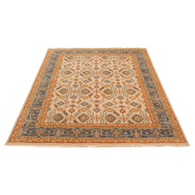 Hand-knotted Finest Agra Jaipur Ivory Wool Rug 8'0" x 9'11"