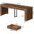 78.74" Executive Desk, Large Office Desk With 2 Drawer, Farmhouse Wooden Computer Desk Writing Table Conference Workstation Table For Office, Study, Dark Brown
