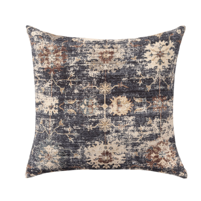 Housse de coussin en polyester Rust Bohemian Medallion, polyester, Motif floral marine