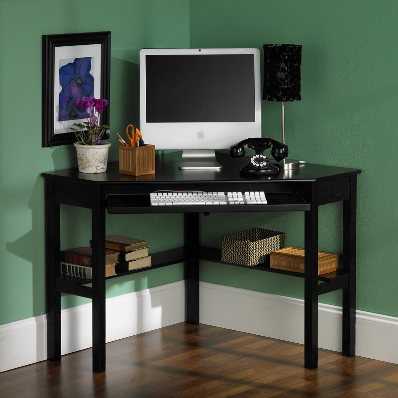 Bureau d'ordinateur de coin Jakayla - Noir, Espresso