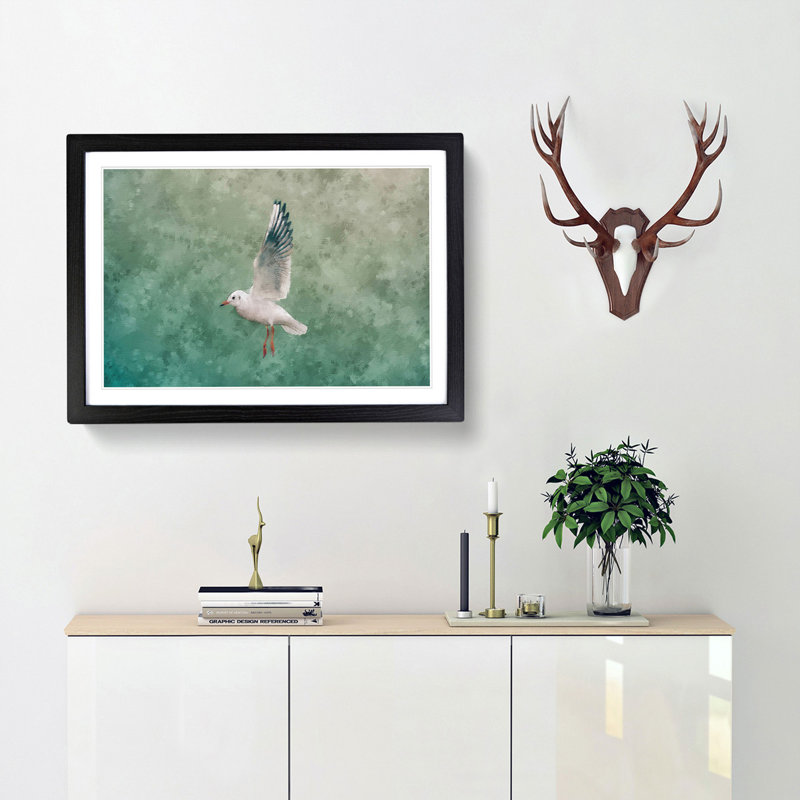 Seagull - Picture Frame Painting Print, Black Framed, 33cm H x 45cm W x 2cm D