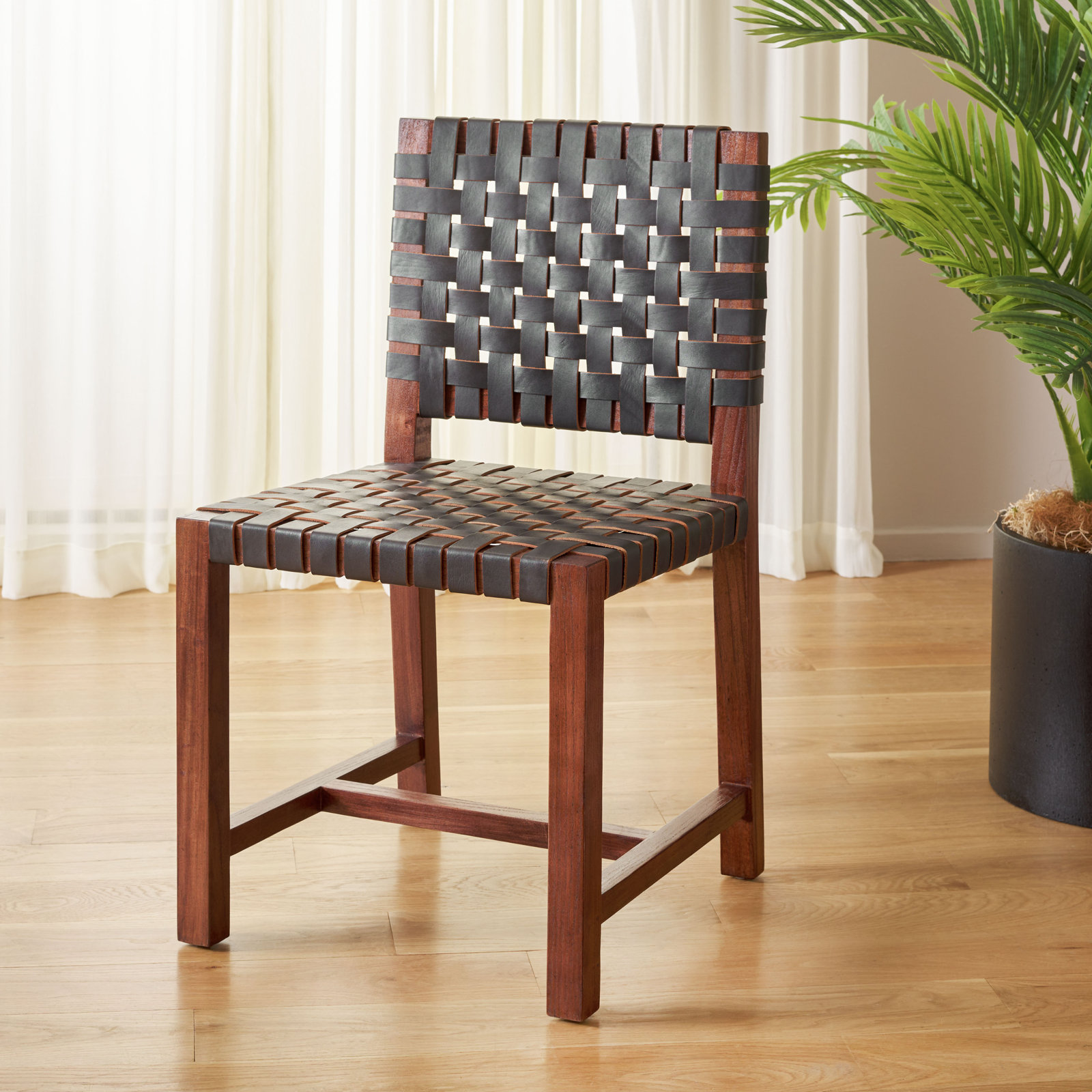 Erline Dining Chair, Black/Brown