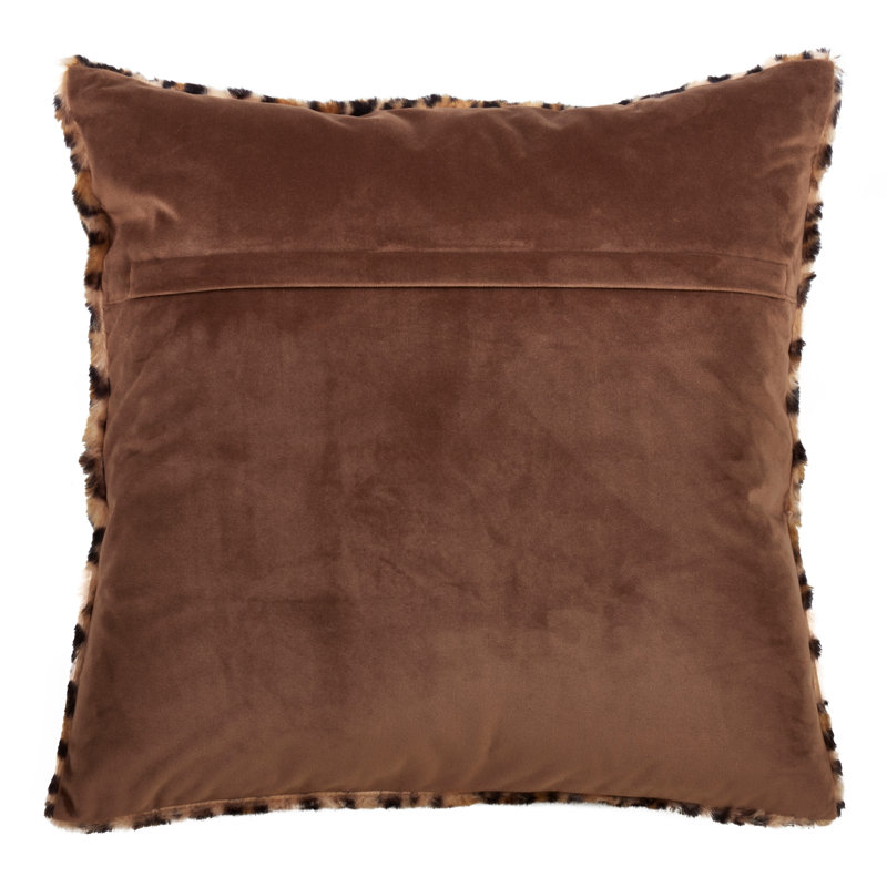 Brown Faux Fur Cheetah Print Square Throw Pillow