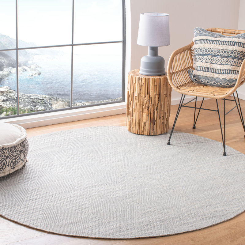 Tyishia Hand Loomed Performance Geometric Rug, Round 6'