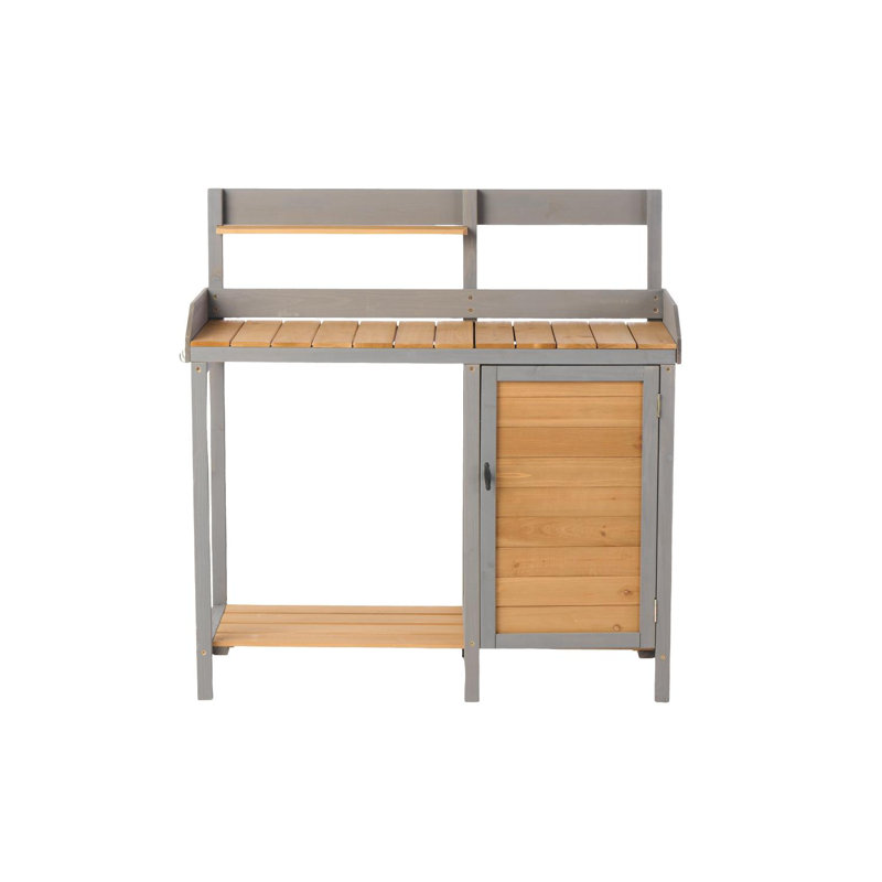 Banc d'extérieur en bois avec évier et rangement pour le jardinage