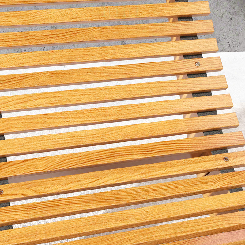 Chaise berçante ergonomique pour l'extérieur avec siège à lattes et haut dossier, chaise berçante en bois en forme de S pour patio et jardin