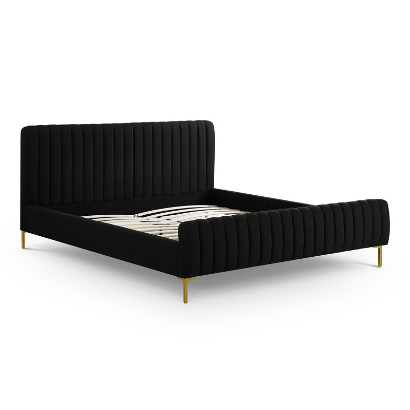 Robbinsdale Natural Upcycled Linen King Bed, Très grand, Noir