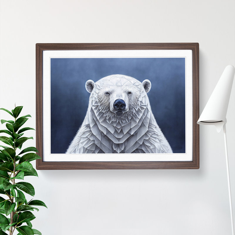 Flourishing Polar Bear - Single Picture Frame Print, 25cm H x 34cm W x 2cm D, Walnut