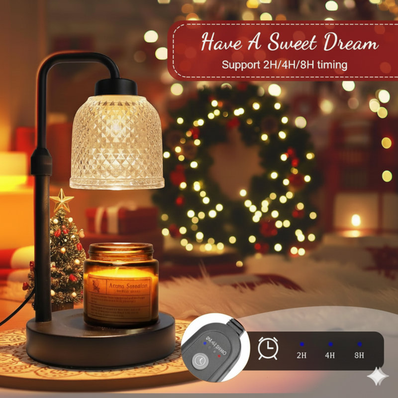 Candle Warmer Lamp With Timer, Dimmable Adjustable Height Candle Lamp, Birthday Gifts For Women Mom Sister Friends, House Warming Gifts New Home, Candle Lamp Warmer With 2 Bulbs - Coalblack