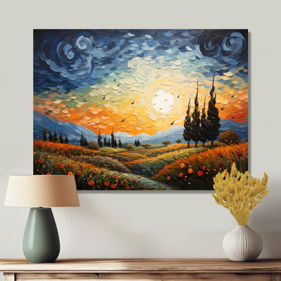 «The Swaying Cypress Pointillism III - Vangogh», impression métallique traditionnelle