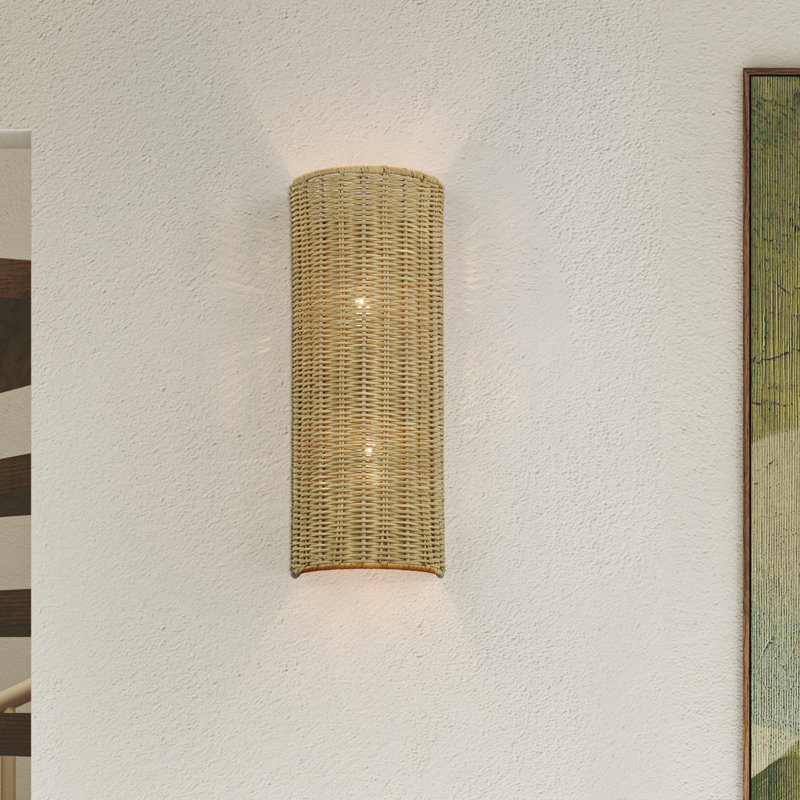 Applique murale 2 lumières feuille d'or antique Weavington, 2, H 15 po x l 6 po x P 3,95 po