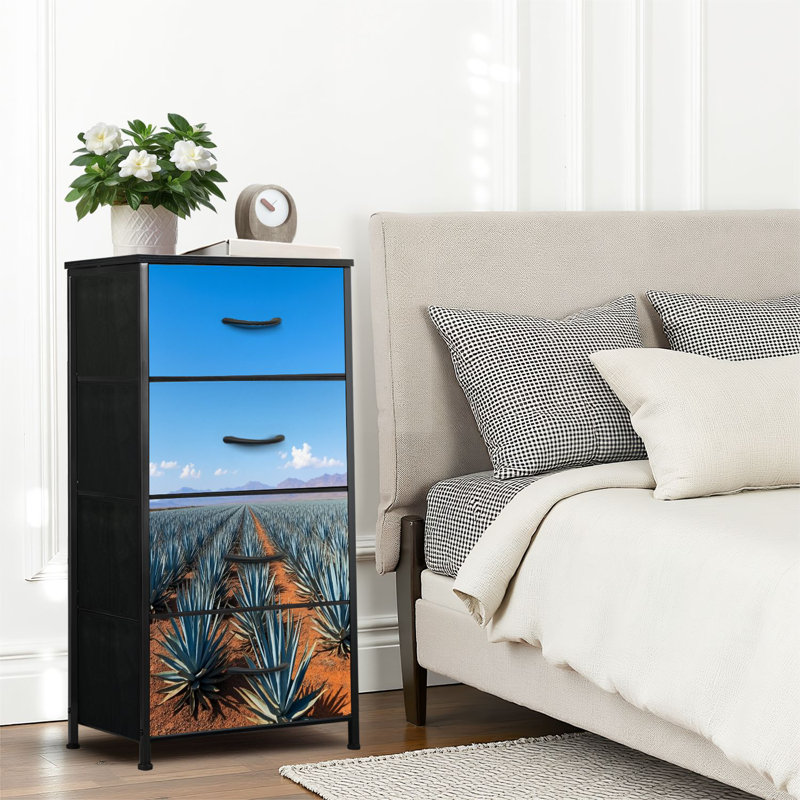 4 Drawer Dresser for Bedroom, Narrow Chest of Drawers, Wooden Top and Study Iron Frame 18"x37.5"-(WxH)