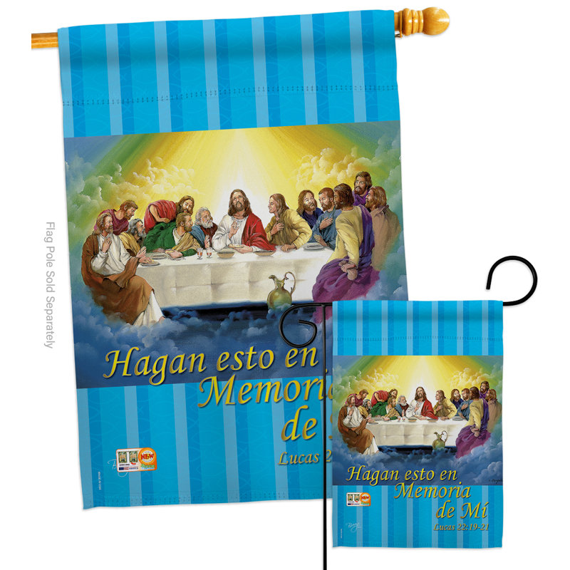 40 x 28 po, "la ultima cena" , de polyester décoratif à 2 côtés. ensemble de drapeau