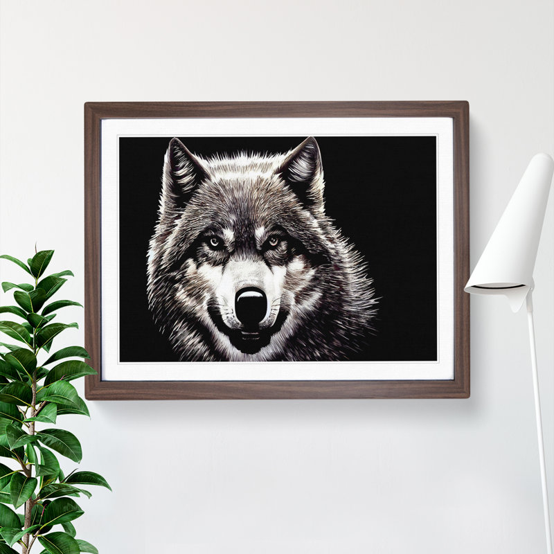 Face Of The Wolf Vol.2 - Single Picture Frame Painting, 46cm H x 64cm W x 2cm D, Walnut