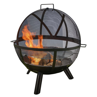 Travoris Outdoor Fire Pit Sphere - 30” Flaming Ball Fire Pit with Grill for Barbequing - Firepit Grill Wood Fire Pits for Outside Patio Decor by Pure Garden