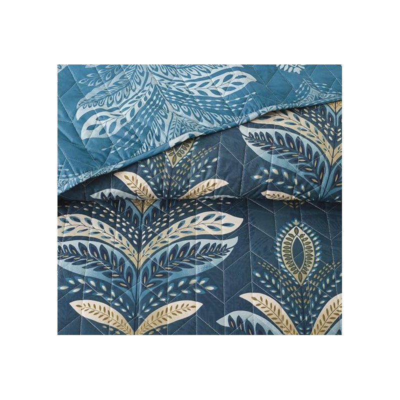Brayla Microfiber, Polyester Floral Duvet Cover Set with Pillowcases, Jasmine Teal