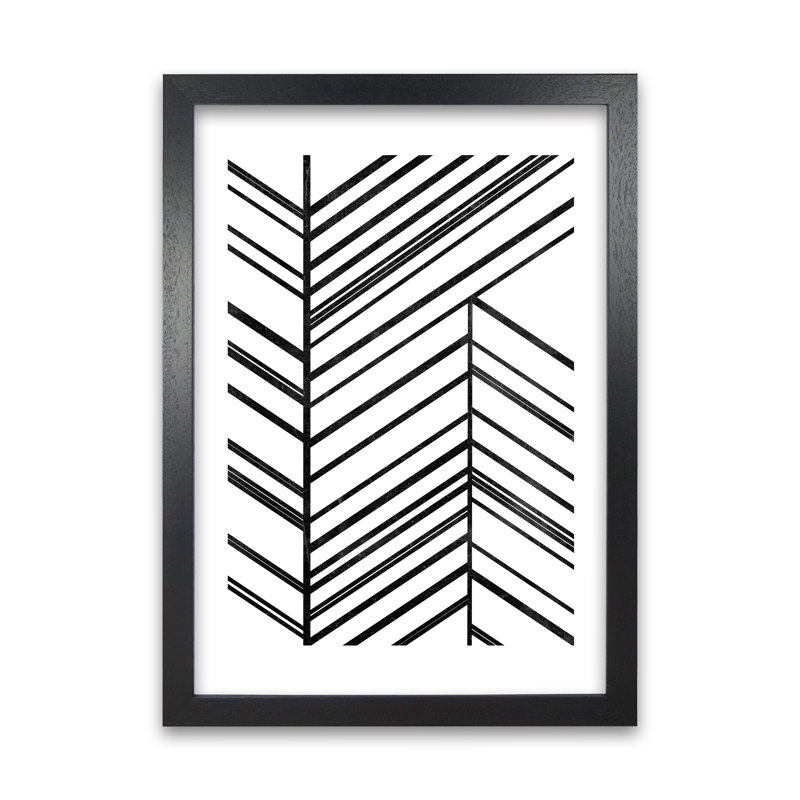 Black White Rough Line - Print, 30cm H x 21cm W x 3cm D, Black Frame