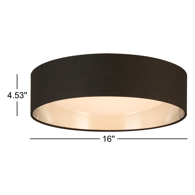 Plafonnier encastré 1 lumière DEL Murphie, Noir / Nickel brossé, H 4,53 po x l 15,94 po x P 15,94 po