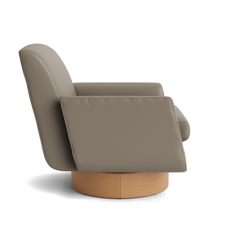 Supernova Full Swivel Leather Chair, Natural, Greenwich Performance Leather - Pewter